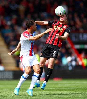 Adrien Truffert of AFC Bournemouth and Brennan Johnson of Crystal Palace. AFC Bournemouth v Crystal Palace, Premier League, Football, Vitality Stadium, Bournemouth , UK - 03 May 2026Bournemouth Vitality Stadium United Kingdom EDITORIAL USE ONLY No use with unauthorised audio, video, data, fixture lists, club league logos or live services. Online in-match use limited to 120 images, no video emulation. No use in betting, games or single club league player publications. Copyright: xJamesxMarsh Shutterstockx 16854586ao