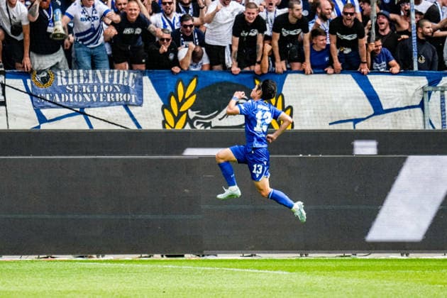 03 05 2026, xdaymx, Soccer 2 Bundesliga, Karlsruher SC SV Darmstadt 98 Shio Fukuda Karlsruher SC cheers after his 2 1 lead goal DFL DFB REGULATIONS PROHIBIT ANY USE OF PHOTOGRAPHS as IMAGE SEQUENCES and or QUASI VIDEO Karlsruhe