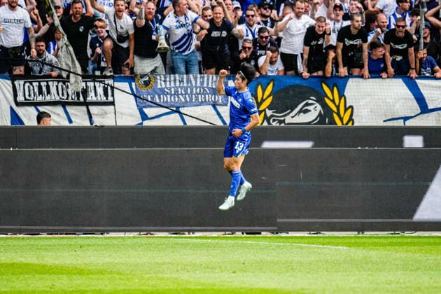 03 05 2026, xdaymx, Soccer 2 Bundesliga, Karlsruher SC SV Darmstadt 98 Shio Fukuda Karlsruher SC cheers after his 2 1 lead goal DFL DFB REGULATIONS PROHIBIT ANY USE OF PHOTOGRAPHS as IMAGE SEQUENCES and or QUASI VIDEO Karlsruhe