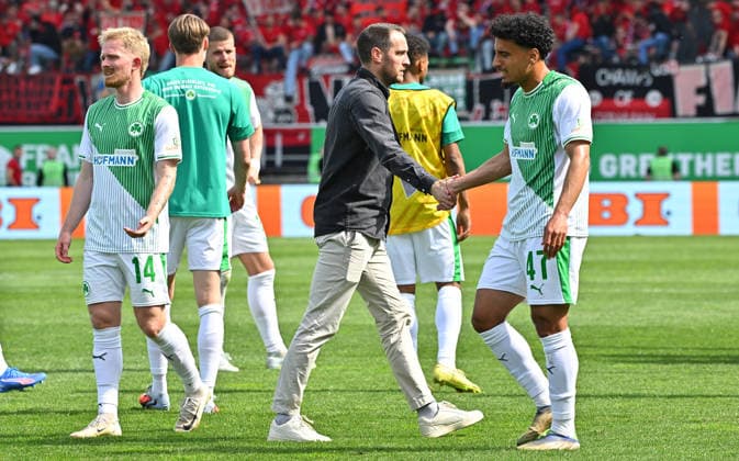 03 05 2026 Soccer Season 2025 2026 2 Soccer Bundesliga Derby Frankenderby 32 Matchday SpVgg Greuther Fürth Kleeblatt 1 FC Nürnberg FCN Club Sportfoto Zink MeZi xmexzix DFL regulations prohibit any use of photographs as image sequences and or quasi video only for editorial use Jomaine Consbruch 14, SpVgg Greuther Fürth Stephan Fürstner Sports Director SpVgg Greuther Fürth Sayfallah Ltaief 47, SpVgg Greuther Fürth disappointed Disappointment after the end of the match