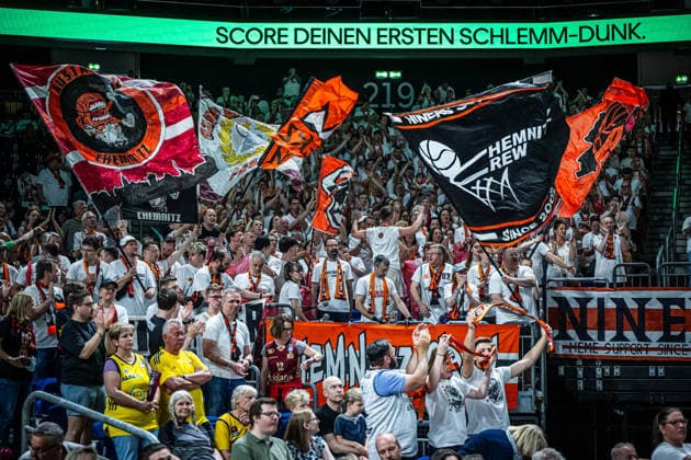 Basketball Berlin 03 05 2026 Season 2025 2026 EasyCredit BBL 1 Bundesliga Men, Men Alba Berlin NINERS Chemnitz Fans Chemnitz