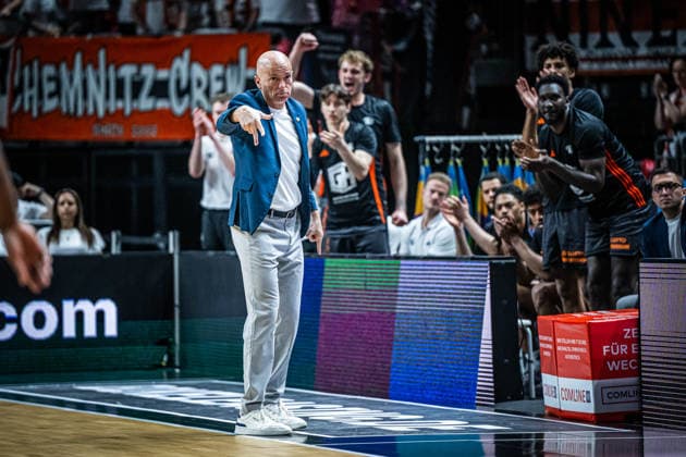 Basketball Berlin 03 05 2026 Season 2025 2026 EasyCredit BBL 1 Bundesliga Men, Men Alba Berlin NINERS Chemnitz Rodrigo Pastore Chemnitz, Coach
