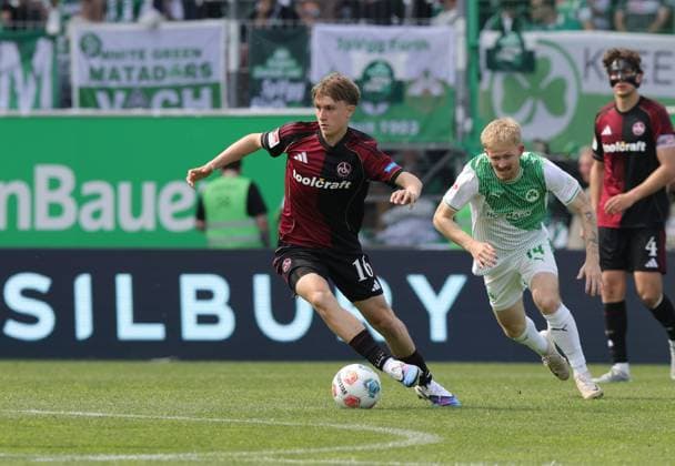 03 05 2026 Soccer Season 2025 2026 2 Soccer Bundesliga 32 Matchday SpVgg Greuther Fürth Kleeblatt 1 FC Nürnberg FCN Club Derby Frankenderby Sportfoto Zink DaMa xdaxmax DFL regulations prohibit any use of photographs as image sequences and or quasi video only for editorial use Marko Soldic 16, 1 FC Nürnberg FCN Jomaine Consbruch 14, SpVgg Greuther Fürth