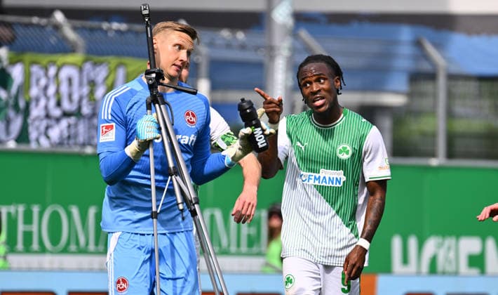 03 05 2026 Soccer Season 2025 2026 2 Soccer Bundesliga Derby Frankenderby 32 Matchday SpVgg Greuther Fürth Kleeblatt 1 FC Nürnberg FCN Club Sportfoto Zink xwoxzix DFL regulations prohibit any use of photographs as image sequences and or quasi video only for editorial use Jan Reichert 1, 1 FC Nürnberg FCN Noel Futkeu 9, SpVgg Greuther Fürth after end of match