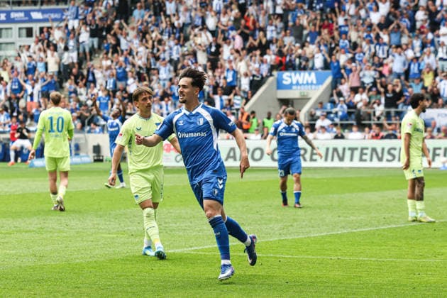 Goal celebration goal scorer Laurin Ulrich 1 FC Magdeburg,8 scores to 1 0 2 Soccer Bundesliga season 2025 2026 point match 1 FC Magdeburg vs Hertha BSC Berlin in the Avnet Arena in Magdeburg action,soccer,man,men,Germany,03 05 2026