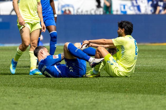 Germany 2 Bundesliga, 32 Matchday, 03 05 2026, Season 2025 2026,1 FC Magdeburg vs Hertha BSC, Avnet Arena Sessa Kevin Hertha BSC, 8 , Michel Falko 1 FC Magdeburg, 21 Copyright: xMichellexLukax