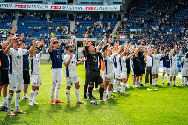 03 05 2026, xdaymx, Soccer 2 Bundesliga, Karlsruher SC SV Darmstadt 98, Team of Darmstadt thanks the fans DFL DFB REGULATIONS PROHIBIT ANY USE OF PHOTOGRAPHS as IMAGE SEQUENCES and or QUASI VIDEO Karlsruhe