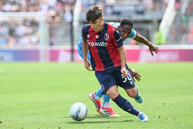 CALCIO - Serie A - Bologna FC vs Cagliari Calcio Benjamin Dominguez (Bologna Fc) in action during Bologna FC vs Cagliari Calcio, Italian soccer Serie A match in Bologna, Italy, May 03 2026 Bologna Italy  Copyright: xIPAxSport ABACAx