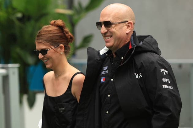 RECORD DATE NOT STATED 3rd May 2026; Miami International Autodrome, Miami, Florida, United States of America; 2026 FIA Formula 1 Miami Grand Prix Race Day; CEO of TWG Motorsports Dan Towriss and wife Cassidy walk in the paddock area JeffxRobinson