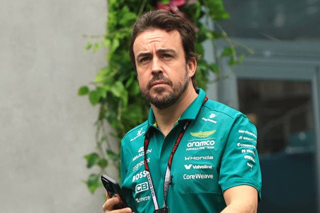 RECORD DATE NOT STATED 3rd May 2026; Miami International Autodrome, Miami, Florida, United States of America; 2026 FIA Formula 1 Miami Grand Prix Race Day; Fernando Alonso (14) of Spain and Aston Martin Aramco Formula One Team walks in the paddock area JeffxRobinson
