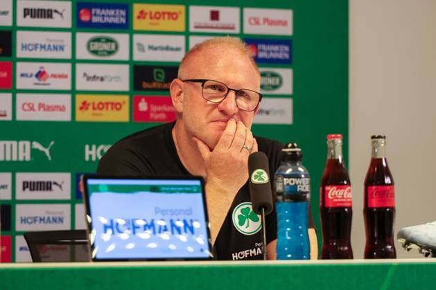 Head coach Heiko Vogel Spvgg Greuther Fuerth at the press conference after the match, SpVgg Greuther Fuerth vs 1 FC Nuernberg, Football, Men, 2 Bundesliga, DFL, Season 2025 2026, Matchday 32, Second round, 03 05 2026 DFB regulations prohibit any use of photographs as image sequences and or quasi video Fuerth Bayern Germany Copyright: xkolbert-press MartinxAgüerax