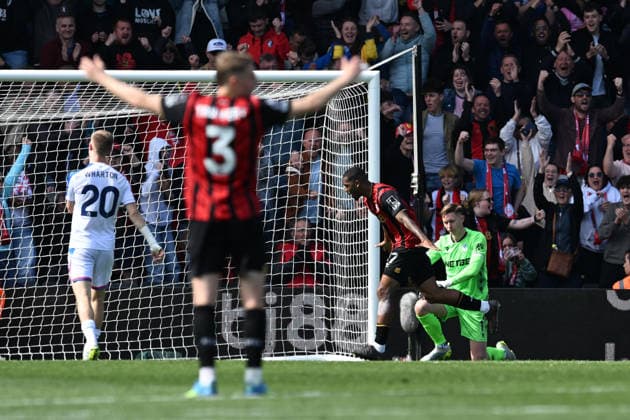 Bournemouth v Crystal Palace, Premier League Goal 3-0 - Rayan (37) of AFC Bournemouth celebrates scoring the third goal during the Premier League match between Bournemouth and Crystal Palace at the Vitality Stadium, Bournemouth, UK on 3 May 2026. Bournemouth Vitality Stadium Dorset UK Editorial use only DataCo restrictions apply See www.football-dataco.com , Copyright: xGrahamxHuntx PSI-24199-0087