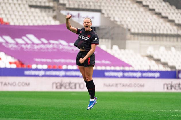 Essen, Germany 3th May 2026: Cornelia Kramer of Bayer 04 Leverkusen scoring during the Google Pixel Frauen Bundesliga game between SGS Essen and Bayer 04 Leverkusen at Stadion an der Hafenstraße in Essen, Germany (Leonie Kiehl SPP) Copyright: xLeoniexKiehlx xSPPx spp-en-LeKiSp-SPP26_Leonie_20032026-1-8