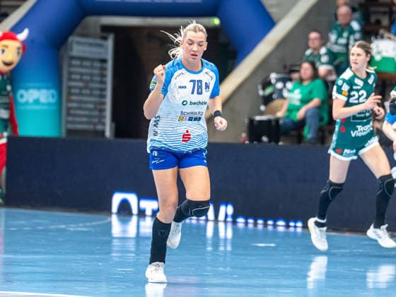 Paulina Uscinowicz Sport Union Neckarsulm, 78 clenches her fist after a goal, Frisch Auf Goeppingen vs Sport Union Neckarsulm, Handball, 1 Bundesliga, Season 2025 2026, 03 05 2026 Frisch Auf Goeppingen vs Sport Union Neckarsulm, Handball, 1 Bundesliga, Season 2025 2026, 03 05 2026 Goeppingen Copyright: xMichaelxSchmidt Eibner-Pressefotx EP_MST