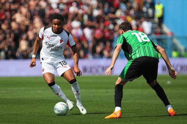 Christopher Nkunku of AC Milan in action during the serie A match between US Sassuolo Calcio and AC Milan at Mapei stadium - Citta del Tricolore in Reggio Emilia (Italy), May 3, 2026. massimilianoxcarnabuci