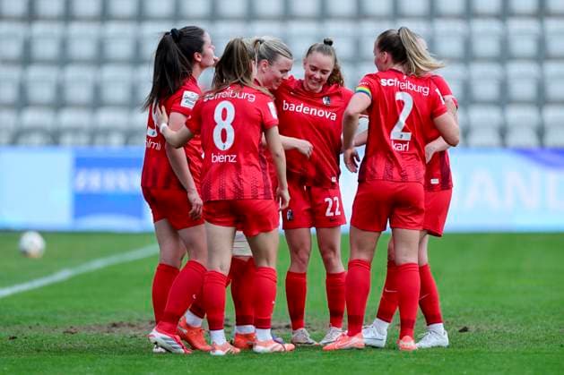 Ingibjoerg Sigurdardottir SC Freiburg celebrates her goal with teammates, Google Pixel Frauen Bundesliga, FC Carl Zeiss Jena v SC Freiburg, ad hoc Arena, May 3, 2026 in Jena, Germany Photo by Marco Steinbrenner DeFodi Images Ingibjoerg Sigurdardottir SC Freiburg celebrates her goal with teammates, Google Pixel Womens Bundesliga, FC Carl Zeiss Jena v SC Freiburg, ad hoc Arena, May 3, 2026 in Jena, Germany Photo by Marco Steinbrenner DeFodi Images DFB DFL REGULATIONS PROHIBIT ANY USE OF PHOTOGRAPHS AS IMAGE SEQUENCES AND OR QUASI VIDEO