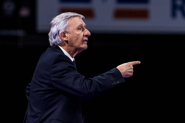 MUNICH, GERMANY - MAY 03: Svetislav Pesic (Headcoach FC Bayern Muenchen) gestures during the easyCredit Basketball Bundesliga match between FC Bayern Muenchen vs. Rasta Vechta at BMW Park on matchday 32 of the easyCredit Basketball Bundesliga on May 03, 2026 in Munich, Germany. Bavaria Germany Copyright: xSteffiexWunderlx