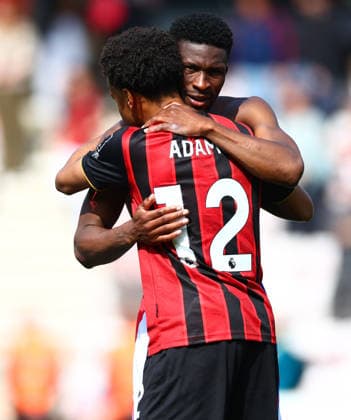 Tyler Adams of AFC Bournemouth and Jefferson Lerma of Crystal Palace. AFC Bournemouth v Crystal Palace, Premier League, Football, Vitality Stadium, Bournemouth , UK - 03 May 2026Bournemouth Vitality Stadium United Kingdom EDITORIAL USE ONLY No use with unauthorised audio, video, data, fixture lists, club league logos or live services. Online in-match use limited to 120 images, no video emulation. No use in betting, games or single club league player publications. Copyright: xJamesxMarsh Shutterstockx 16854586cn