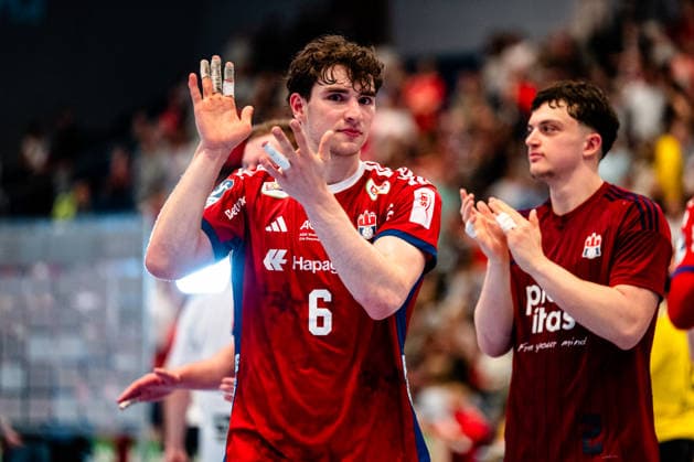 03 05 2026, xdobgx, Handball Daikin HBL, Handball Sport Verein Hamburg HSV TVB Stuttgart v l Elias Kofler Handball Sport Verein Hamburg, 6 applauds, applauds Hamburg
