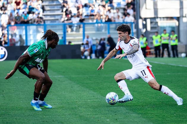 CALCIO - Serie A - US Sassuolo vs AC Milan Christian Pulisic (Milan) during the italian soccer Serie A match US Sassuolo vs Ac Milan at Mapei Stadium in Reggio Emilia, Italy on May 03, 2026 during US Sassuolo vs AC Milan, Italian soccer Serie A match in Reggio Emilia, Italy, May 03 2026 Reggio Emilia Italy  Copyright: xIPAxSport ABACAx