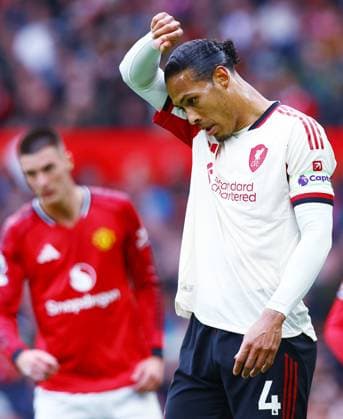 Virgil van Dijk of Liverpool looks dejected Manchester United, ManU v Liverpool, Premier League, Football, Old Trafford, Manchester , UK - 03 May 2026Manchester Old Trafford United Kingdom EDITORIAL USE ONLY No use with unauthorised audio, video, data, fixture lists, club league logos or live services. Online in-match use limited to 120 images, no video emulation. No use in betting, games or single club league player publications.  Copyright: xMattxWest Shutterstockx 16854589x