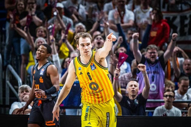 Basketball Berlin 03 05 2026 Season 2025 2026 EasyCredit BBL 1 Bundesliga Men, Men Alba Berlin NINERS Chemnitz Jonas Mattisseck Alba Berlin, No 09