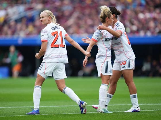 ESP: FC Barcelona, Barca - Bayern Munich. UEFA Women™s Champions League. Semi-Finals. Second Leg. Pernille Harderof FC Bayern Munchen Frauen Munich celebrates after scoring the 1-1 During the UEFA Women™s Champions League match, Semi-Finals, second leg, between FC Barcelona and Bayern Munich played at Spotify Camp Nou Stadium on May 3, 2026 in Barcelona, Spain. kpng Copyright: xBaguxBlancox xPRESSINPHOTOx PS_260503_BAR_BAY_W_011