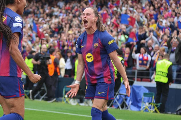 BARCELONA, SPAIN, MAY 3: Ewa Pajor (17 FC Barcelona, Barca celebrates after scoring a goal during the UEFA Womens Champions League match between FC Barcelona and Bayern Munich at Spotify Camp Nou on May 3rd, 2026 in Barcelona, Spain (Photo by Alexander Canillas Sports Press Photo)  Copyright: xAlexanderxCanillas SPPx Sportspressphoto_SPR140925