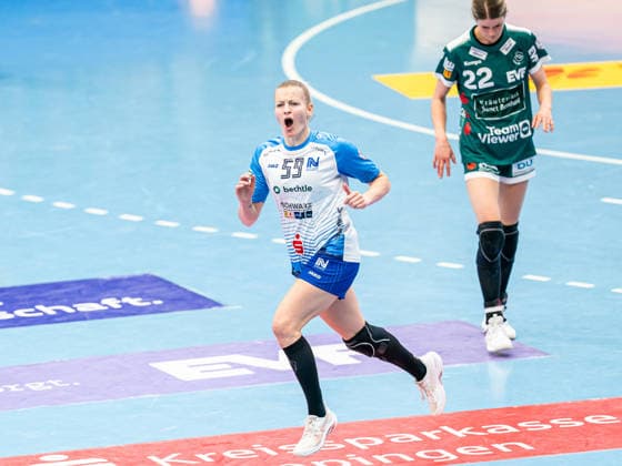 Antje Doell Sport Union Neckarsulm, 59 jubelt laiutstark, Frisch Auf Goeppingen vs Sport Union Neckarsulm, Handball, 1 Bundesliga, Season 2025 2026, 03 05 2026 Frisch Auf Goeppingen vs Sport Union Neckarsulm, Handball, 1 Bundesliga, Season 2025 2026, 03 05 2026 Goeppingen Copyright: xMichaelxSchmidt Eibner-Pressefotx EP_MST