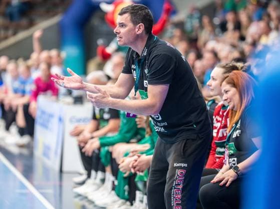 Nico Kiener, Head Coach Frisch Auf Women gives instructions to his team, Frisch Auf Goeppingen vs Sport Union Neckarsulm, Handball, 1 Bundesliga, Season 2025 2026, 03 05 2026 Frisch Auf Goeppingen vs Sport Union Neckarsulm, Handball, 1 Bundesliga, Season 2025 2026, 03 05 2026 Goeppingen Copyright: xMichaelxSchmidt Eibner-Pressefotx EP_MST