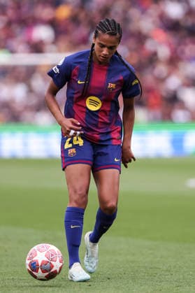 May 3, 2026, Barcelona, Barcelona, SPAIN: Esmee Brugts of FC Barcelona, Barca in action during the UEFA WomenÃ¢â‚¬â ¢s Champions League 2025 26 Semi Final second leg, football match played between FC Barcelona and FC Bayern Munchen at Spotify Camp Nou stadium on May 03, 2026 in Barcelona, Spain. Barcelona SPAIN - ZUMAa181 20260503_zaa_a181_168 Copyright: xJavierxBorregox