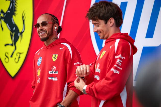 F1 - MIAMI GRAND PRIX 2026 HAMILTON Lewis (gbr), Scuderia Ferrari SF-26, LECLERC Charles (mco), Scuderia Ferrari SF-26, portrait during the Formula 1 Miami Grand Prix 2026, 4th round of the 2026 Formula One World Championship, WM, Weltmeisterschaft from May 1 to 3, 2026 on the Miami International Autodrome, in Miami Gardens, USA - Miami GardensUnited States Copyright: xDPPIx