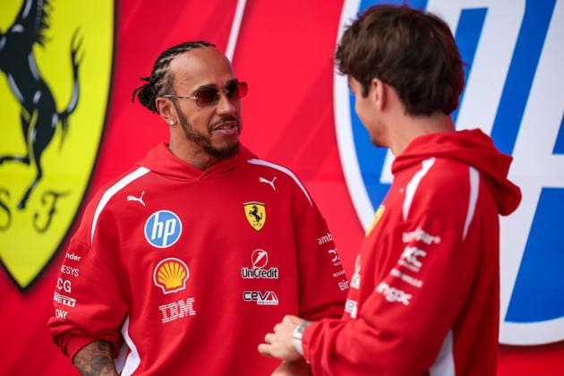 F1 - MIAMI GRAND PRIX 2026 HAMILTON Lewis (gbr), Scuderia Ferrari SF-26, LECLERC Charles (mco), Scuderia Ferrari SF-26, portrait during the Formula 1 Miami Grand Prix 2026, 4th round of the 2026 Formula One World Championship, WM, Weltmeisterschaft from May 1 to 3, 2026 on the Miami International Autodrome, in Miami Gardens, USA - Miami GardensUnited States Copyright: xDPPIx