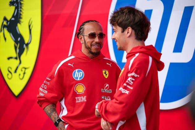 F1 - MIAMI GRAND PRIX 2026 HAMILTON Lewis (gbr), Scuderia Ferrari SF-26, LECLERC Charles (mco), Scuderia Ferrari SF-26, portrait during the Formula 1 Miami Grand Prix 2026, 4th round of the 2026 Formula One World Championship, WM, Weltmeisterschaft from May 1 to 3, 2026 on the Miami International Autodrome, in Miami Gardens, USA - Miami GardensUnited States Copyright: xDPPIx
