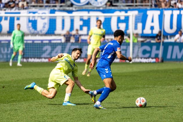 Germany 2 Bundesliga, 32 Matchday, 03 05 2026, Season 2025 2026,1 FC Magdeburg vs Hertha BSC, Avnet Arena Brekalo Josip Hertha BSC, 7 in duel against Bockhorn Herbert 1 FC Magdeburg, 7 Copyright: xMichellexLukax