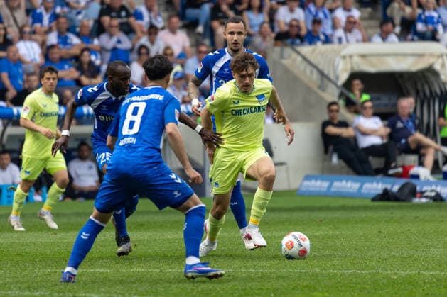 Germany 2 Bundesliga, Matchday 32, 03 05 2026, Season 2025 2026,1 FC Magdeburg vs Hertha BSC, Avnet Arena Gnaka Silas 1 FC Magdeburg, 25 in duel against Krattenmacher Maurice Hertha BSC, 14 Copyright: xMichellexLukax