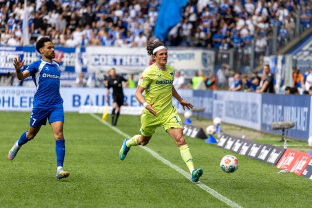 Germany 2 Bundesliga, 32 Matchday, 03 05 2026, Season 2025 2026,1 FC Magdeburg vs Hertha BSC, Avnet Arena Reese Fabian Hertha BSC, 11 , Bockhorn Herbert 1 FC Magdeburg, 7 Copyright: xMichellexLukax