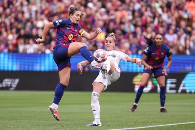 May 3, 2026, Barcelona, Barcelona, SPAIN: Alexia Putellas Segura of FC Barcelona, Barca and Giulia Gwinn of FC Bayern Munchen in action during the UEFA WomenÃ¢â‚¬â ¢s Champions League 2025 26 Semi Final second leg, football match played between FC Barcelona and FC Bayern Munchen at Spotify Camp Nou stadium on May 03, 2026 in Barcelona, Spain. FC Barcelona V FC Bayern Munchen - UEFA WomenÃ¢â‚¬â ¢S Champions League 2025 26 Semi Final Second Leg  - ZUMAa181 20260503_zaa_a181_162 Copyright: xJavierxBorregox