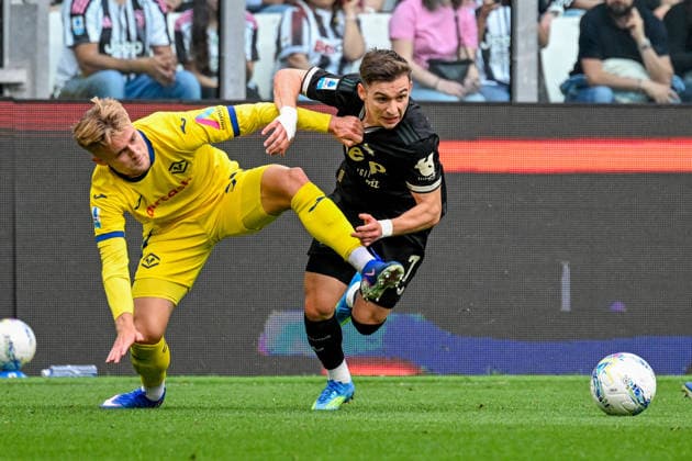 Juventus Francisco Conceicao fights for the ball during the Serie A soccer match between Juventus and Hellas Verona at the Allianz Stadium in Turin, Italy - Sunday, May 03, 2026. - Soccer .  Copyright: xTanoxPecoraro LaPressex