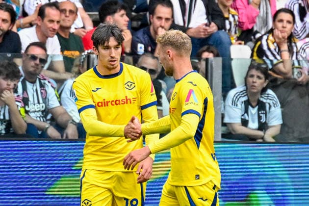 Hellas Verona s Bowie celebrates after scoring a goal for his team during the Serie A soccer match between Juventus and Hellas Verona at the Allianz Stadium in Turin, Italy - Sunday, May 03, 2026. - Soccer .  Copyright: xTanoxPecoraro LaPressex