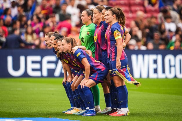 May 3, 2026, Barcelona, Spain, Spain: Team of Barcelona during the UEFA Women s Champions League match between FC Barcelona, Barca and FC Bayern Munich at Spotify Camp Nou Stadium on May 03, 2026 in Barcelona, Spain. Barcelona Spain - ZUMAm308 20260503_zsp_m308_002 Copyright: xMatthieuxMirvillex