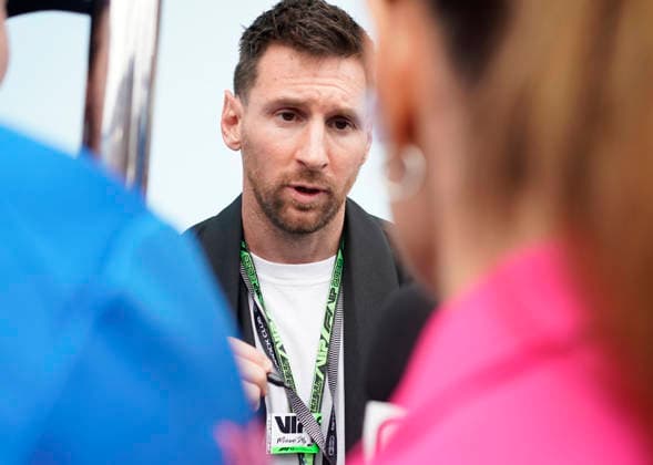 Argentine soccer player Lionel Messi attends the Formula One Miami Grand Prix at the Miami International Autodrome in Miami Gardens, Florida on Sunday, May 3, 2026.  MIA20260503902 GREGxNASH