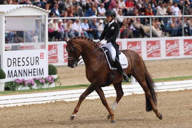Lisa Müller (GER) gewinnt mit Ihrem Pferd Gut Wettlkam s d Avie FRH, Sieg, Siegerin, FEI Grand Prix Freestyle, Dressur, Kür, Grand Prix Kür, Reitsport, Maimarkt-Turnier, Mannheim, Reitsport, 03.05.2026, Mannheim Maimarktgelände Deutschland *** Lisa Müller GER wins with her horse Gut Wettlkam s d Avie FRH, victory, winner, FEI Grand Prix Freestyle, dressage, freestyle, Grand Prix Freestyle, equestrian sport, Maimarkt show, Mannheim, equestrian sport, 03 05 2026, Mannheim Maimarkt grounds Germany