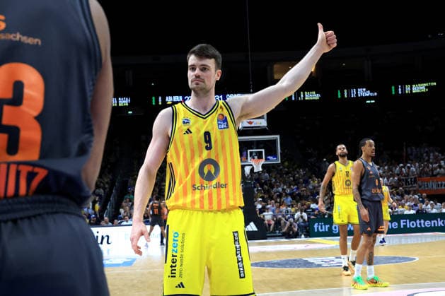 DEU, easyCredit BBL, ALBA vs Chemnitz, 03 05 2026, Uber Arena, Berlin, DEU, easyCredit BBL, ALBA vs Chemnitz, in the picture JONAS MATTISSECK ALBA Berlin 9 nordphotoxGmbHx xEngler nph00076