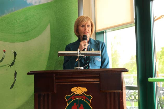 REPRO FREE *PRESS RELEASE NO REPRODUCTION FEE* EDITORIAL USE ONLY Flogas Irish Girl s Amateur Open, Corrstown Golf Club, Dublin, 3 5 2026 Fiona Delargy Gollf Ireland President Fiona Delargy 3 5 2026  Copyright: x INPHO BryanxKeanex BK1_4522 copy