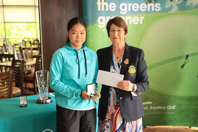 REPRO FREE *PRESS RELEASE NO REPRODUCTION FEE* EDITORIAL USE ONLY Flogas Irish Girl s Amateur Open, Corrstown Golf Club, Dublin, 3 5 2026 Elsa Chen with Ann McCartney Crosstown Golf Club Lady Captain Elsa Chen and Ann McCartney 3 5 2026  Copyright: x INPHO BryanxKeanex BK1_4550 copy
