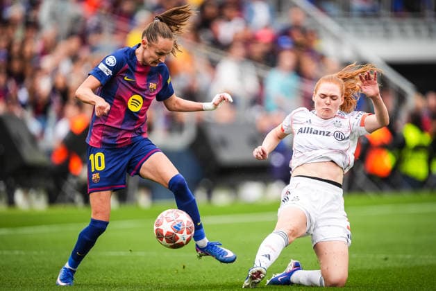 May 3, 2026, Barcelona, Spain, Spain: Caroline GRAHAM HANSEN of Barcelona and Stine BALLISAGER of Bayern Munich during the UEFA Women s Champions League match between FC Barcelona, Barca and FC Bayern Munich at Spotify Camp Nou Stadium on May 03, 2026 in Barcelona, Spain. FC Barcelona V FC Bayern Munich - UEFA Women s Champions League  - ZUMAm308 20260503_zsp_m308_017 Copyright: xMatthieuxMirvillex