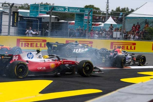 Start, Kimi Antonelli Mercedes AMG Petronas 12 , Max Verstappen Oracle Red Bull Racing 3 , Charles Leclerc Scuderia Ferrari HP 16 , Grand Prix of Miami, Motorsport, Men, Formula 1, Race, 03 05 2026 Miami Florida USA Copyright: xkolbert-press ChristianxKolbertx