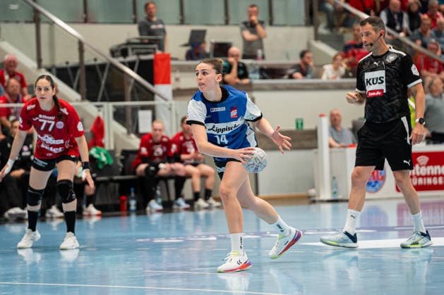 HSG Blomberg Lippe GER vs Thueringer HC GER , Handball, 1 Handball Bundesliga Women, Semifinal, Match 2, 3 5 2026, Season 2025 2026, Bad Langensalza Ona Vegue HSG Blomberg Lippe, 14 on a 7 meter throw Bad Langensalza Salza Halle Germany