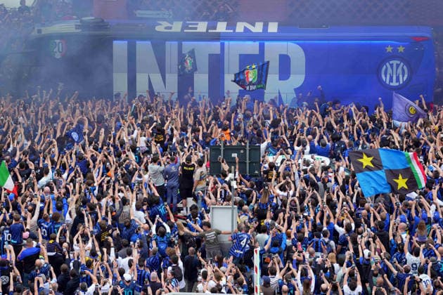 The Inter™s bus arriving at the stadium before the Serie A soccer match between Inter and Parma at the San Siro Stadium in Milan , north Italy - Sunday , May 03 , 2026. - Soccer .  Copyright: xSpada LaPressex